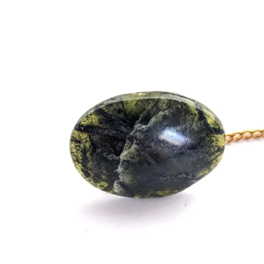 Vintage Estate Gold Tone Oval Labradorite Natural Stone Tie Pin Tack